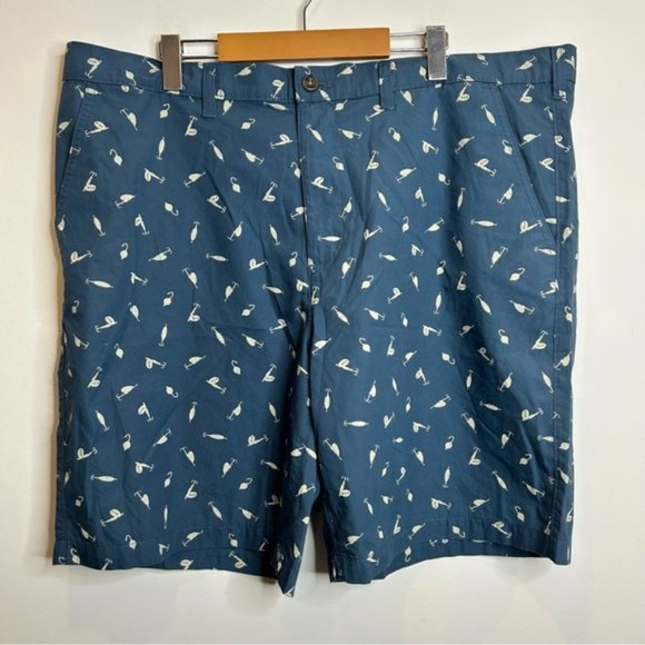 Eddie Bauer Men’s Classic Blue Shorts Novelty Print Fishing Lures - Picture 1 of 6